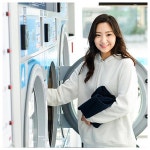 빨래 셀프 코인 동전 빨래방 세탁 홍보 파르텔 시트지  벽지 롤스크린 : 으뜸데코