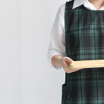 그린 블랙와치 체크 앞치마, 매일입고싶은 빅사이즈 원피스형 여름용 입는 에어프런, 어린이집교사 신혼부부 카페 선물 미술 공방 작업복... 