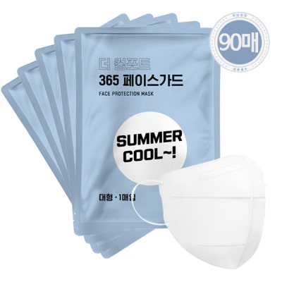 썸머 쿨 여름용 더컴포트 365 페이스가드 일회용 부직포 마스크 개별포장 대형 90매 : 젠팝 | 네이버쇼핑