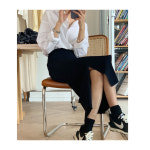 여름 트임 롱스커트 쉬폰 오피스 데일리치마 : 가혜상점