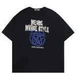 musestyle 프린팅 오버핏 여름 반팔티 2color 남녀공용 박스티 T015 : 윤위크