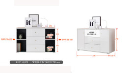 칸시온 안방 침실 화이트 딥그린 3단와이드수납장1200 : 루앤디자인