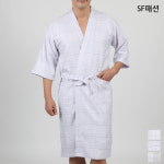화이트체크 사우나가운 남녀공용 나이트가운 : SF패션