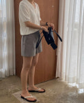 브이넥 스트라이프 한지사 여름 반팔 가디건(아이보리, 베이지) : 노트허 notre