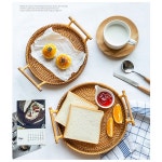 라탄 티 코스터 손잡이 원형 간식 트레이 빨대 바구니 빵 박스 홈카페 : 초이스쇼핑