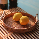 CHAYA 라탄 수건보관함 바구니 피크닉 트레이 라틴 간식 왕골바구니 만들기 24cm : CHAYA