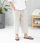 린넨 9부 와이드 카고포켓 빅사이즈 밴딩 마팬츠 32-42 : zeii