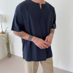 RU 언발 트임 오버핏 라운드 반팔셔츠 ( 3color ) : 와이샵 YSHOP