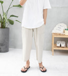 린넨 9부 와이드 카고포켓 빅사이즈 밴딩 마팬츠 32-42 : zeii