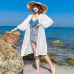롱가디건 여자비치웨어 화이트롱가디건 자외선차단 걸치기 : 더파라조