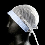 소라체크 띠 망사 스카프 화이트 머리 위생모 주방 식당 음식점 : 마켓여왕