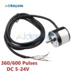Dc 5 v-24 v 360 600 펄스 인크 리 멘탈 옵티컬 로터리 엔코더 ab 2 상 커플 링 6 펄스 옵션 npn 오픈 콜렉터 출력 : 솔라포유