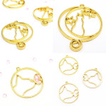 레진틀 공예 프레임 아트 반짝반짝 고양이 골드 팬던트 악세사리 부자재 : 다이어리 레시피