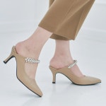 7cm 스틸레토 큐빅스트랩 하이힐 뮬 슬리퍼 : 하이힐 신은 코끼리