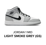 [국내재고] 225-250mm 나이키 조던 1 미드 라이트 스모크 그레이 GS / Nike Jordan 1 Mid Light Smoke Grey GS (554725-092)... 