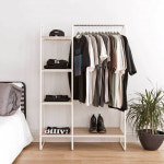 아이리스 코리아 2단 스탠드 파이프 철제 수납 이동식 옷걸이 틈새 드레스룸 시스템 벽 행거 헹거 선반 PI-B3 : 아이리스프라자