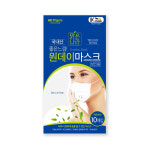 맑은나라 좋은느낌 원데이마스크 10매 화이트 성인용 : 월드비젼팜