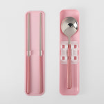 휴대용 도시락 수저통 숟가락 젓가락 세트 급식 어린이집 수저케이스 핑크 : 해봄스토어