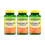 스프링밸리 코드리버 오일 비타민A D 100정 3병 Spring Valley Cod Liver Oil Vitamin A D Softgels : 퍼스트피스
