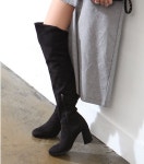 [모브딜라잇] 스웨이드 안감 기모 미들굽 니하이 롱부츠 8.5cm (2color) G6301 : 모브딜라잇