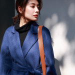 여성 핸드메이드 코트 양면 모직 중간 길이 워터 리플 울 캐시미어 코트 : 푸르미몰