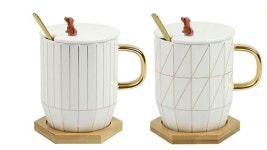 몽주르 동물피규어 도자기 골드 머그잔세트 : 몽주르