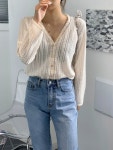 간절기 여리여리 아이보리 숏니트가디건 : 스칸디웨이
