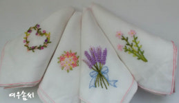 프랑스자수손수건 자수놓기 무지손수건(설명서,도안 제공) : 여우솜씨