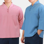 MM122 남성 남자 여름 개량한복 생활한복 린넨 브이넥 티 법복 절복 : 매듭우리옷