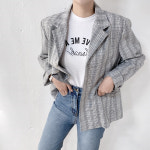 [J0494] 데일리수잔 루즈핏 체크 자켓 (어깨패드) : 데일리수잔