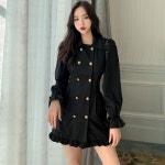 OP000158 퍼프소매 볼륨 자켓 미니원피스 하객 결혼식 슬림핏 섹시 카라 더블버튼 : 감성소품샵 파인애플스토어