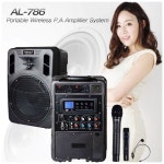 KANALS 카날스 AL-786 성능좋은 충전식 250W 앰프 스피커 2채널 무선마이크 : 즐거운 SA sound