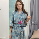 [러브어필]실크느낌 잎새문양 세련된 여자 로브가운(WSG9388)골프가운 샤워가운 목욕가운 : 러브어필