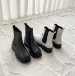 [모브딜라잇shoe] 베이직 미들굽 밴딩 첼시 부츠 4.5cm (블랙 화이트) h8202첼시 : 모브딜라잇