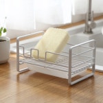 화이트 수세미거치대 주방세제 받침대 수세미걸이 비누 받침대 스틸선반 물받이포함 : 바이빅컴퍼니