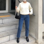 High straight denim PT 하이웨스트 일자 보이핏 진청데님팬츠 : 드브니르 Devenir