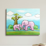 어린이방 코끼리 그림 인테리어 캔버스 액자 분홍코끼리 : 홈미홈유