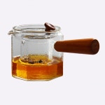 내열유리 티포트 우드 손잡이 차 티팟 다기 거름망포함 글라스 500ml : 라라라잇