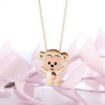 원숭이 댄싱 골드 미아방지목걸이 G4026 14k 18k 어린이 유아 키즈 핑크골드 : 케니브라운