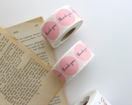 핑크 땡큐  스티커 라벨 1롤 500장 : 패브릭787