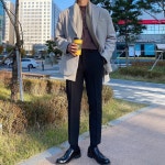 남자 겨울 루즈핏 캐주얼 울 모직 투버튼 기본 블레이져 자켓 마이 3col : 자시가