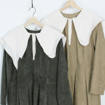 77사이즈 빈티지 골덴 롱 세일러 빅카라 맥시 원피스 2color 베이지 카키 : 바띠소띠