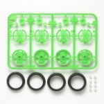 [타미야][TAMIYA][94958] Large Dia. One Way Wheel Set / 슈퍼X,XX 형광 그린 대경 원웨이 휠 (옵셋 세트 트레드 타이어 포함) : 건담어즈