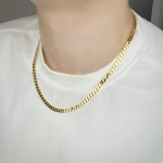14k 18k 면 커브 체인 남자 금 목걸이 : 골드모아나