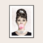 오드리햅번 풍선껌 인테리어 패션일러스트 그림 액자 : 글그림가게