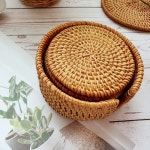라탄 티코스터 컵받침 홈카페 감성캠핑 라탄공예 10cm 6p set 2type : 여유있는삶