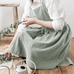 린넨원피스앞치마 어린이집 카페 예쁜 에이프런 바리스타 헤어 뷰티샾 롱 입는 앞치마 : 그리니 브레스