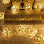 LED 라탄 줄 전구 10구 라탄볼 감성 캠핑 크리스마스 조명(건전지형) : 아뜰리에앳홈