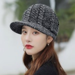 가벼운 따뜻한 귀덮는 여성 겨울 털 모자 목도리 챙 니트 달린 남녀 : 장코마켓