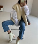보니따스 크림 슈어 베스트 양털 조끼/ 소재 퀄리티 좋은 에코퍼 베스트 : 보니따스